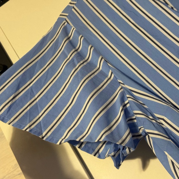 Blue and white striped v neck dress - Picture 2 of 9